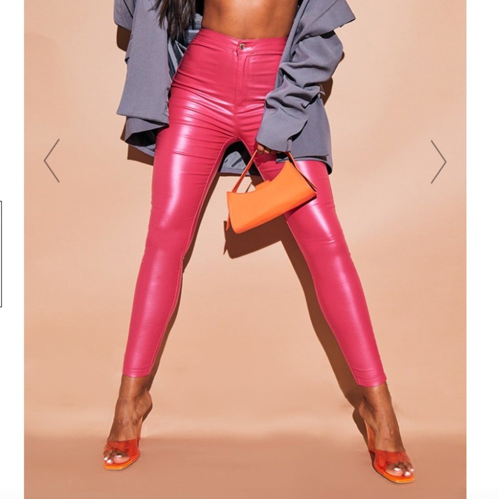 Pretty Little Thing Hot Pink Disco Leather Pants